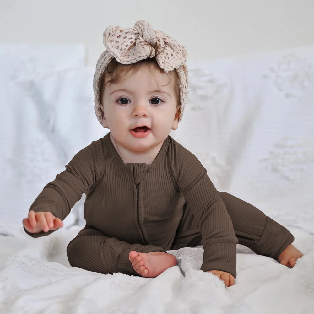 Cocoa Ribbed Convertible Zippy , Cocoa Ribbed Convertible Zippy - 0-3M