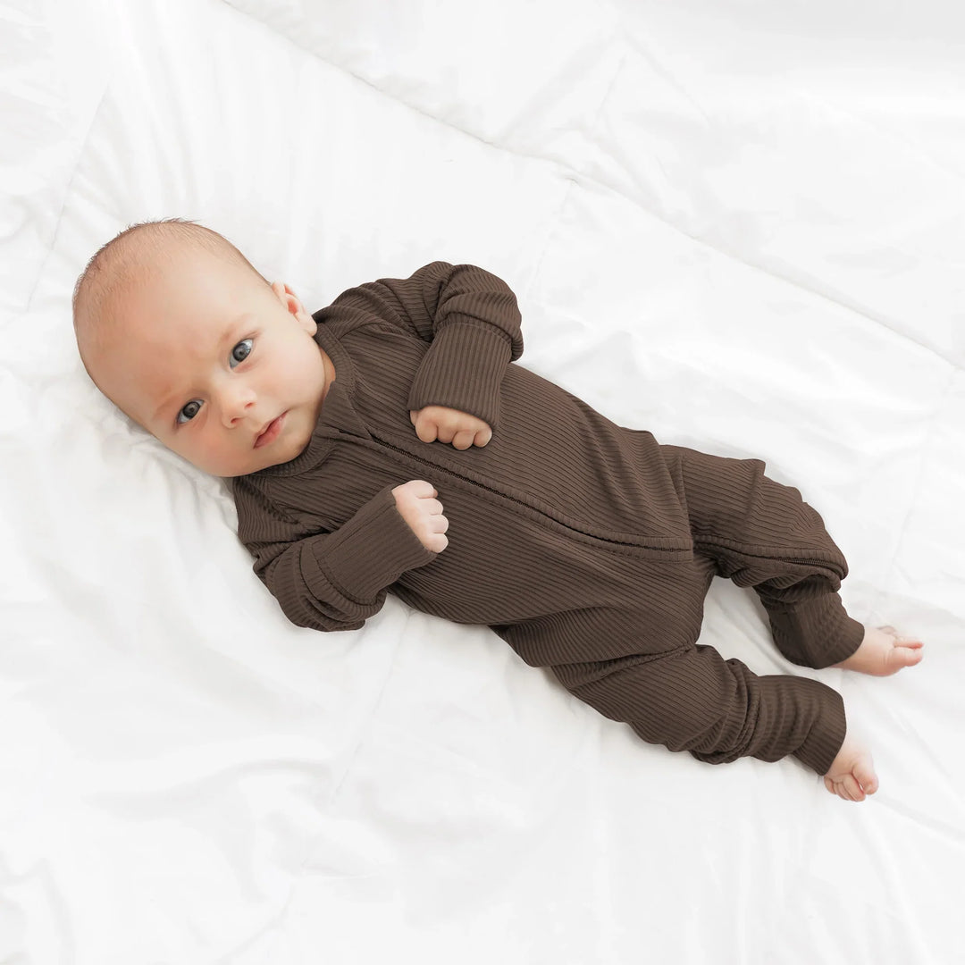 Cocoa Ribbed Convertible Zippy , Cocoa Ribbed Convertible Zippy - 0-3M