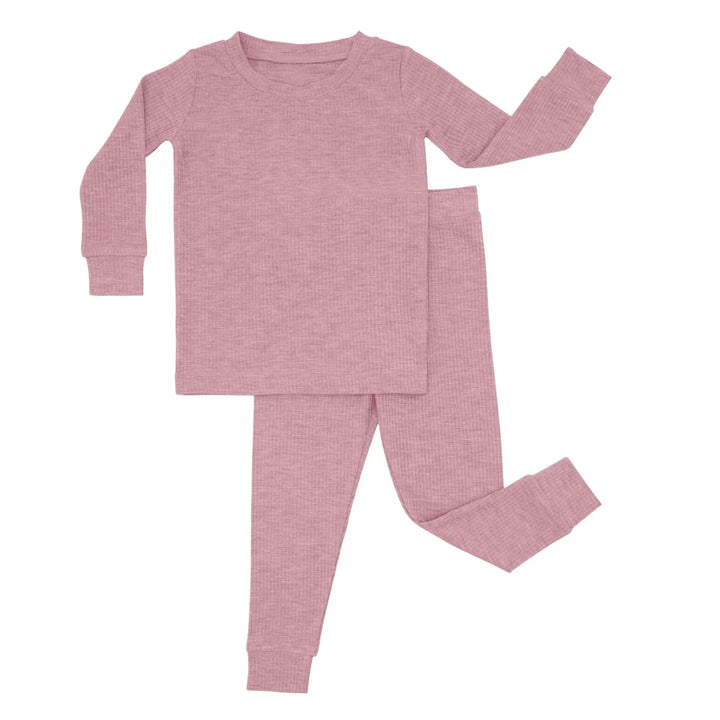 Blush Petal Ribbed Two Piece Long Sleeve Pajama Set , Blush Petal Ribbed Two Piece Long Sleeve Pajama Set - 12-18M