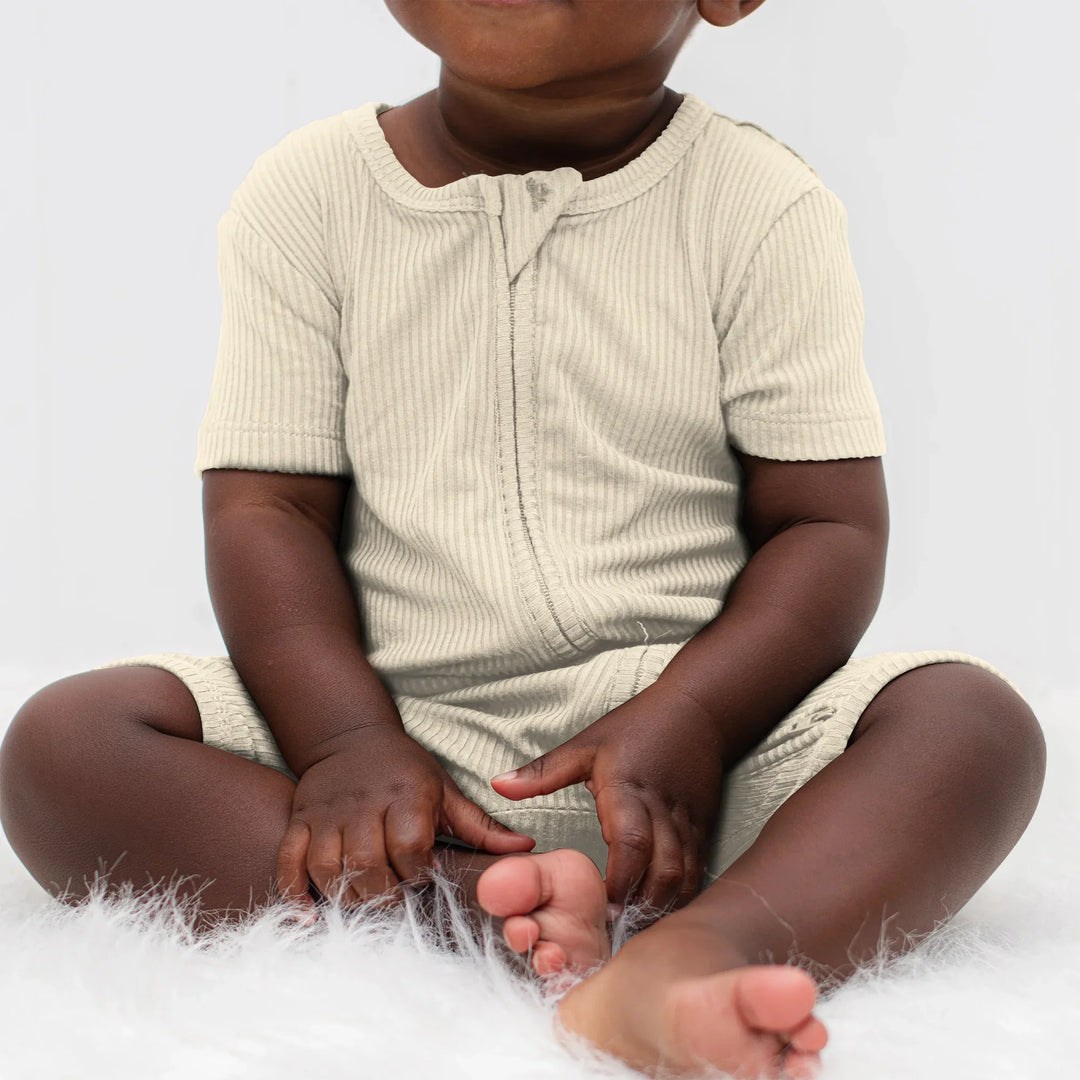 Vanilla Cream Ribbed Convertible Zippy , Vanilla Cream Ribbed Convertible Zippy - 0-3M