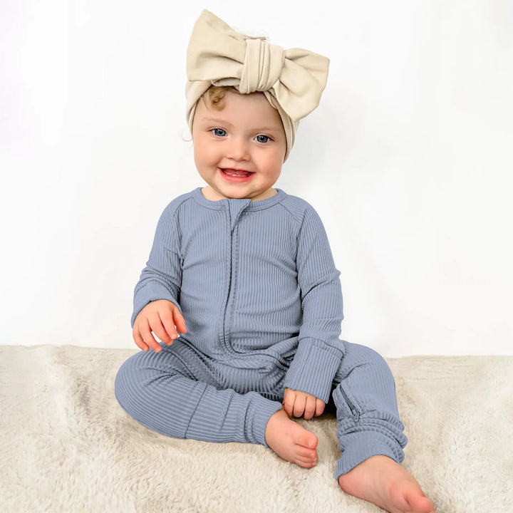 Misty Blue Ribbed Convertible Zippy , Misty Blue Ribbed Convertible Zippy - 0-3M