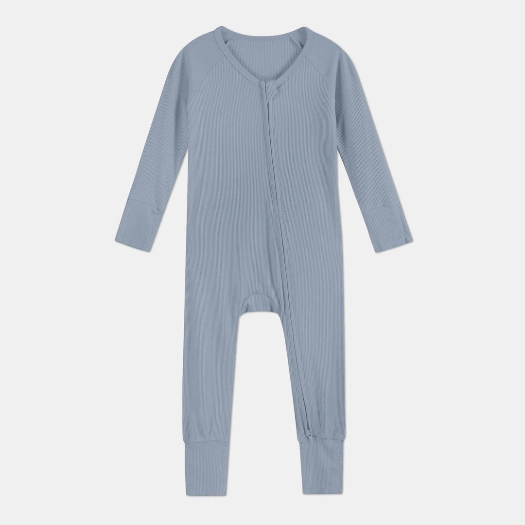 Misty Blue Ribbed Convertible Zippy , Misty Blue Ribbed Convertible Zippy - 0-3M