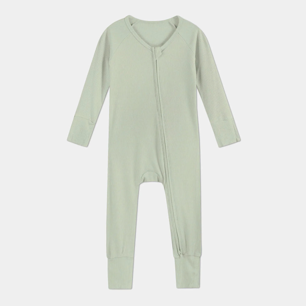 Sweet Sage Ribbed Convertible Zippy , Sweet Sage Ribbed Convertible Zippy - 0-3M