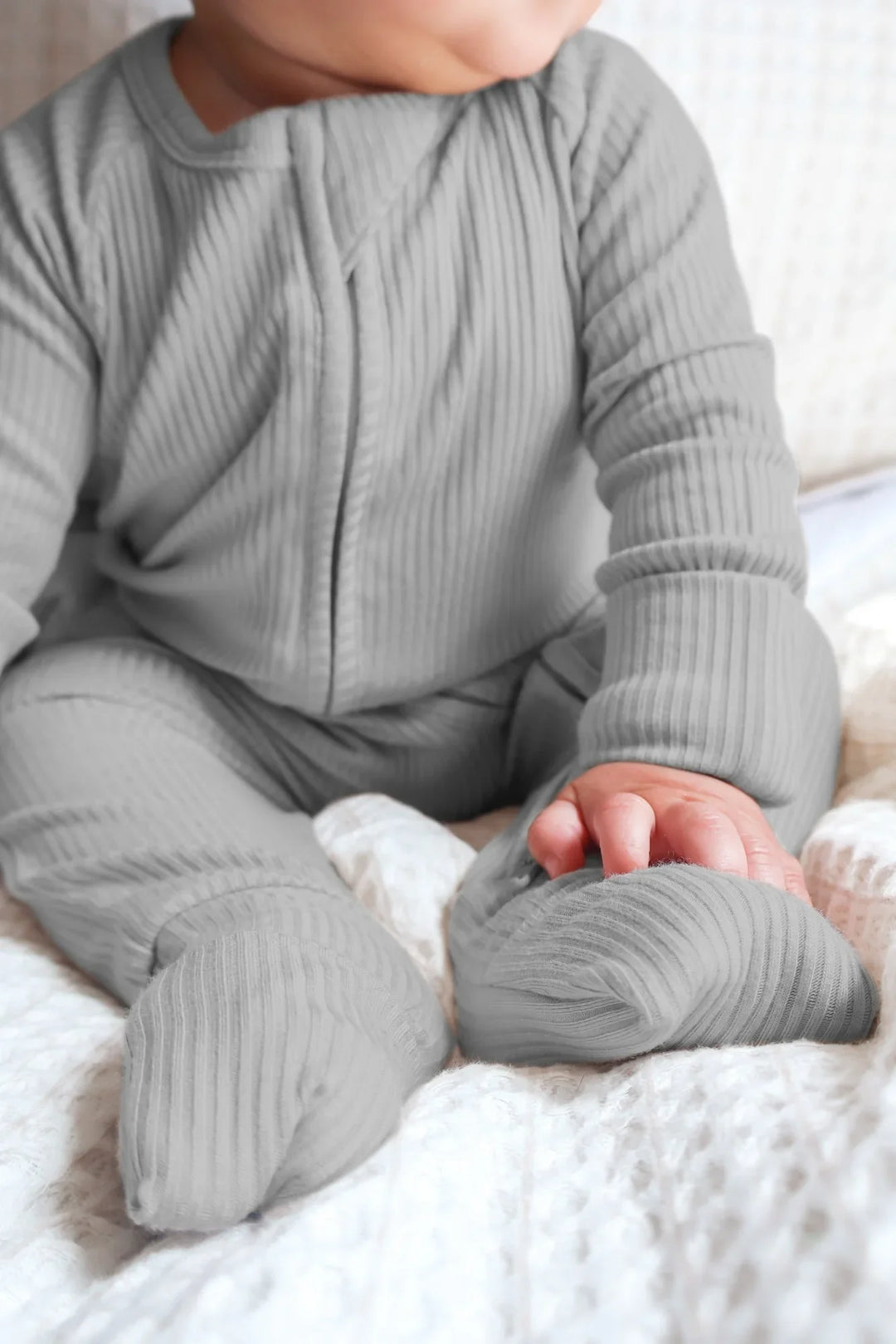 Moon Grey Ribbed Convertible Zippy , Moon Grey Ribbed Convertible Zippy - 0-3M