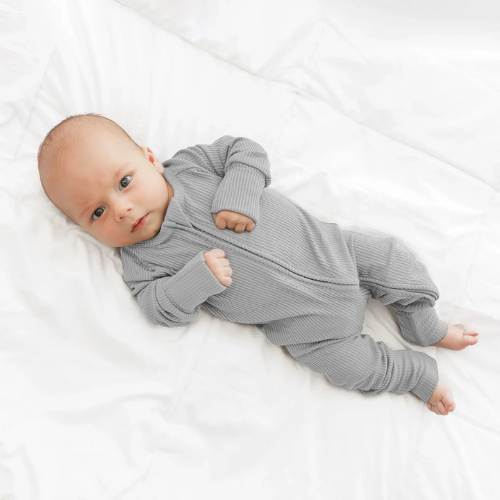 Moon Grey Ribbed Convertible Zippy , Moon Grey Ribbed Convertible Zippy - 0-3M