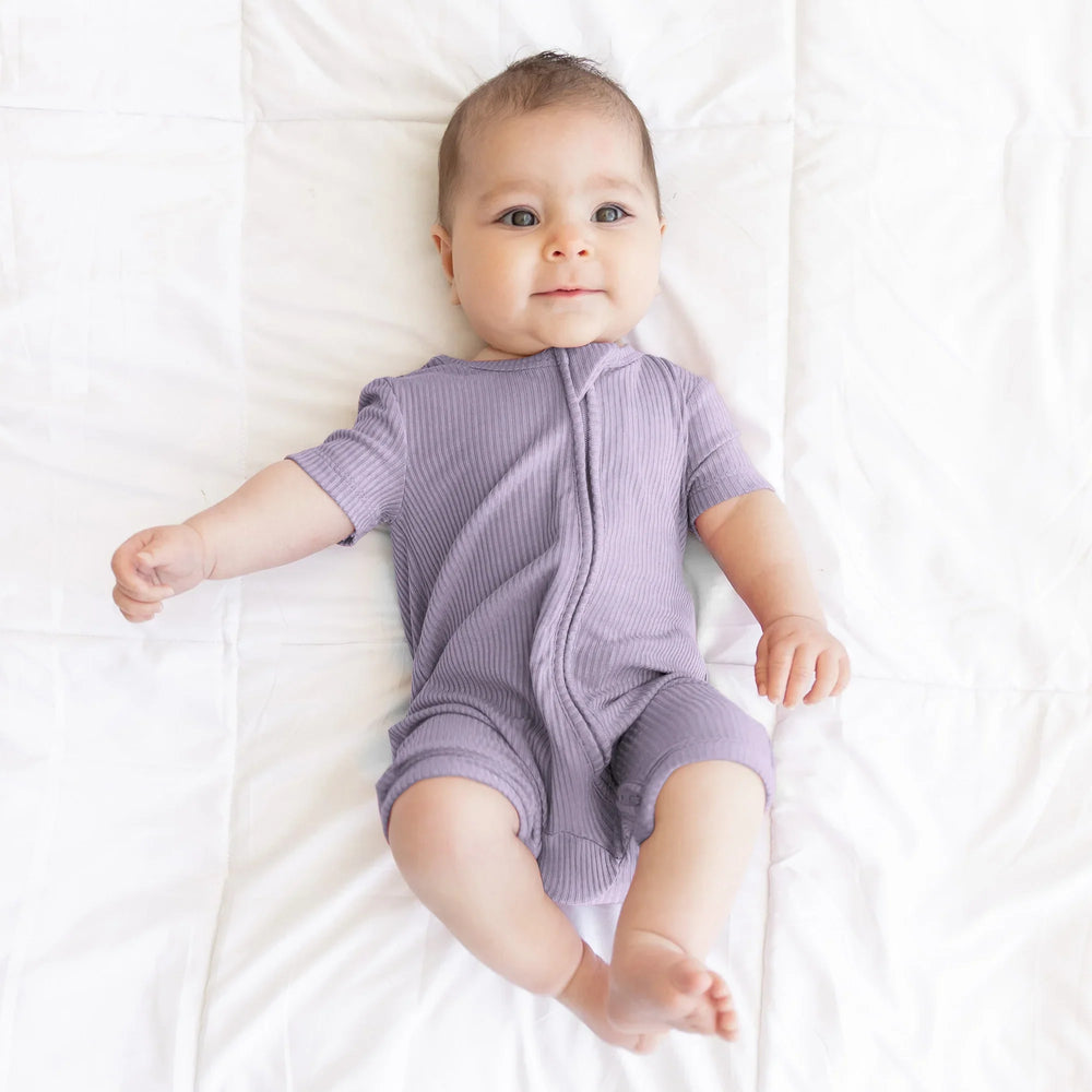 Lavender Ribbed Shorty Zippy , Lavender Ribbed Shorty Zippy - 0-3M