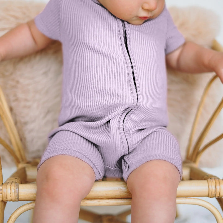 Lavender Ribbed Shorty Zippy , Lavender Ribbed Shorty Zippy - 0-3M