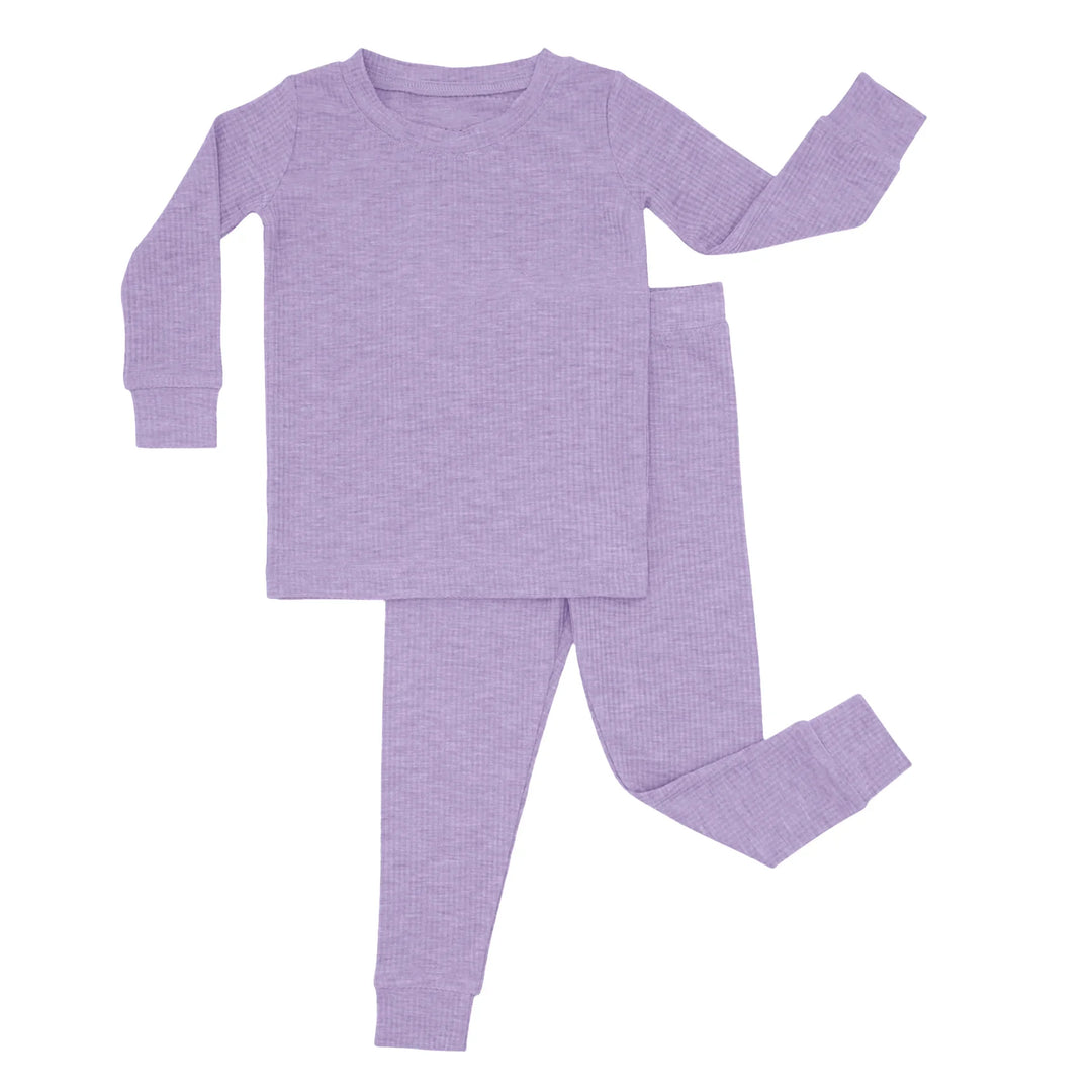 Lavender Ribbed Two Piece Long Sleeve Pajama Set , Lavender Ribbed Two Piece Long Sleeve Pajama Set - 12-18M
