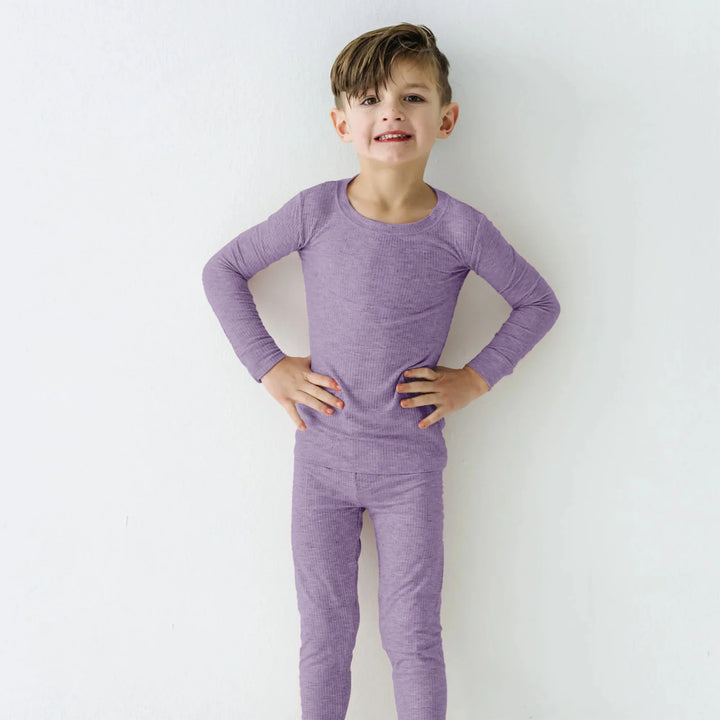 Lavender Ribbed Two Piece Long Sleeve Pajama Set , Lavender Ribbed Two Piece Long Sleeve Pajama Set - 12-18M