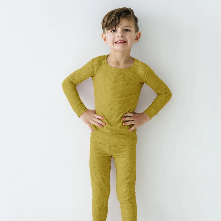 Buttercup Ribbed Two Piece Long Sleeve Pajama Set , Buttercup Ribbed Two Piece Long Sleeve Pajama Set - 12-18M