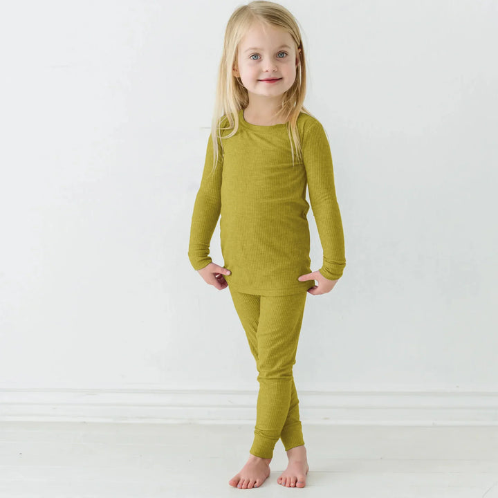 Buttercup Ribbed Two Piece Long Sleeve Pajama Set , Buttercup Ribbed Two Piece Long Sleeve Pajama Set - 12-18M