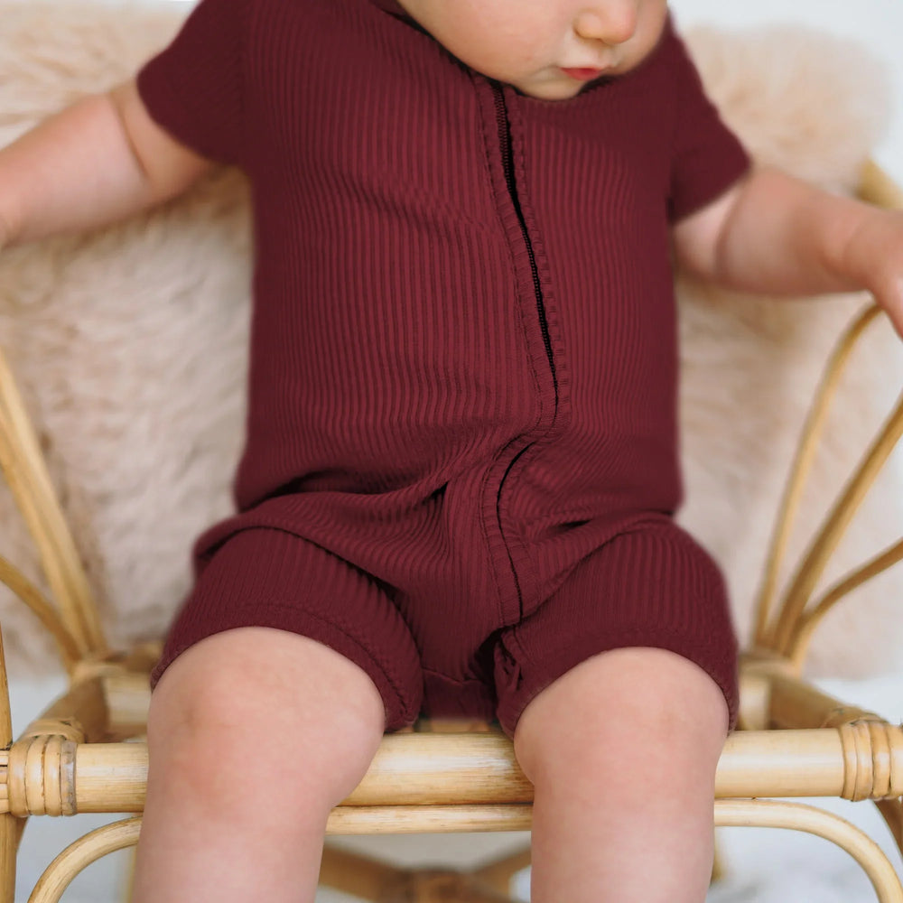 Cherrywood Ribbed Shorty Zippy , Cherrywood Ribbed Shorty Zippy - 0-3M