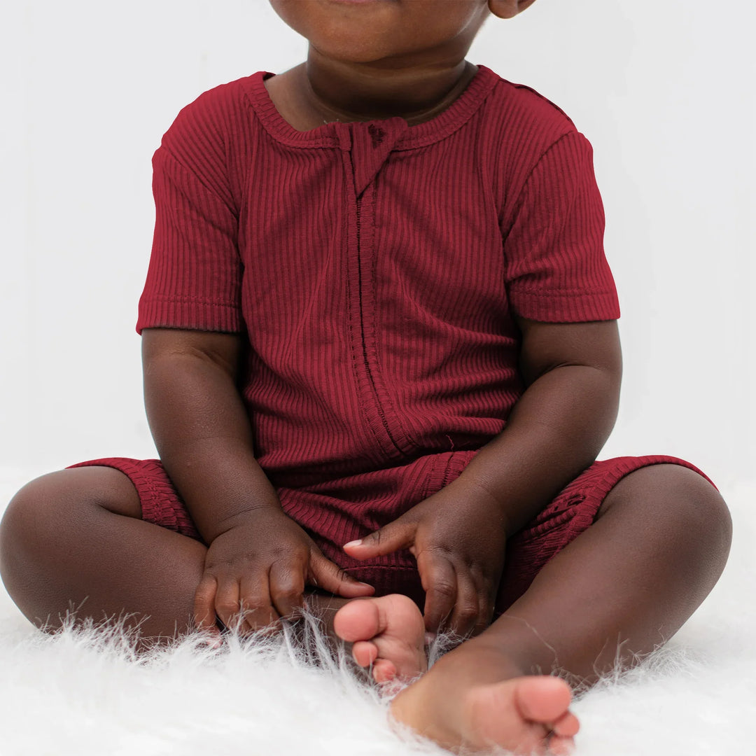 Cherrywood Ribbed Two Piece Short Sleeve Shorts Pajama Set , Cherrywood Ribbed Two Piece Short Sleeve Shorts Pajama Set - 12-18M