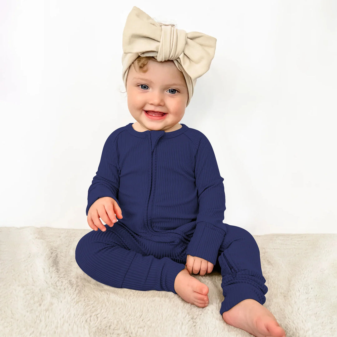 Midnight Blue Ribbed Convertible Zippy , Midnight Blue Ribbed Convertible Zippy - 0-3M