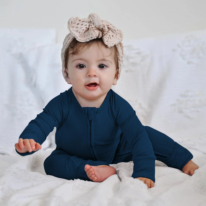 Midnight Blue Ribbed Convertible Zippy , Midnight Blue Ribbed Convertible Zippy - 0-3M