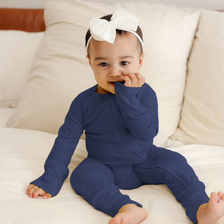 Midnight Blue Ribbed Convertible Zippy , Midnight Blue Ribbed Convertible Zippy - 0-3M