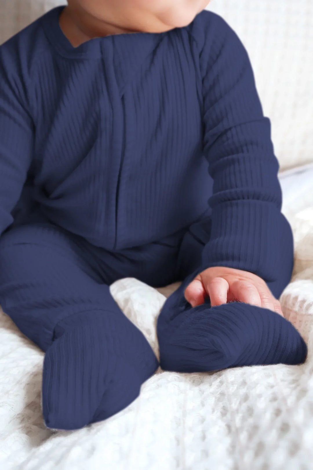 Midnight Blue Ribbed Convertible Zippy , Midnight Blue Ribbed Convertible Zippy - 0-3M