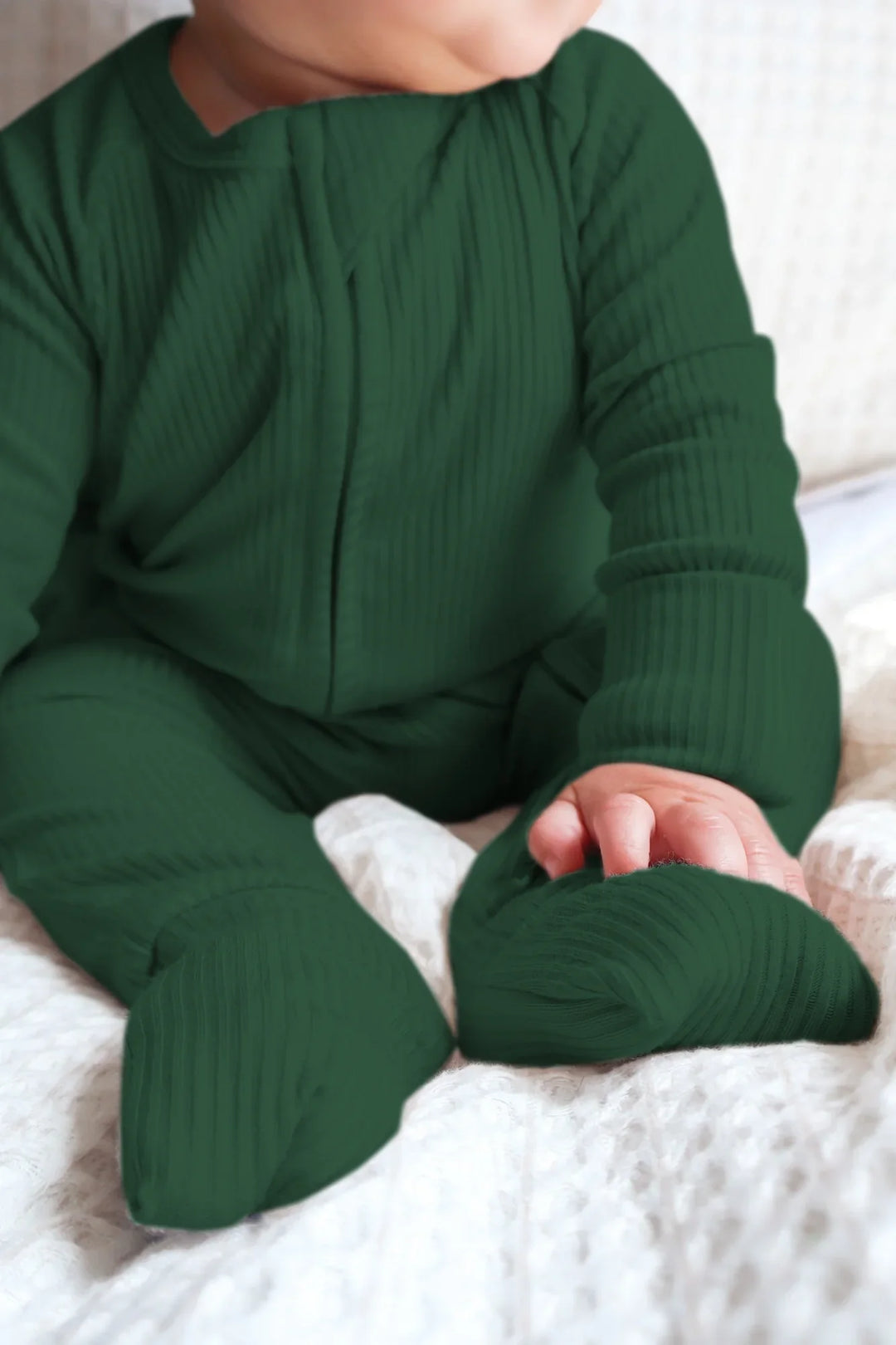 Forest Green Ribbed Convertible Zippy , Forest Green Ribbed Convertible Zippy - 0-3M