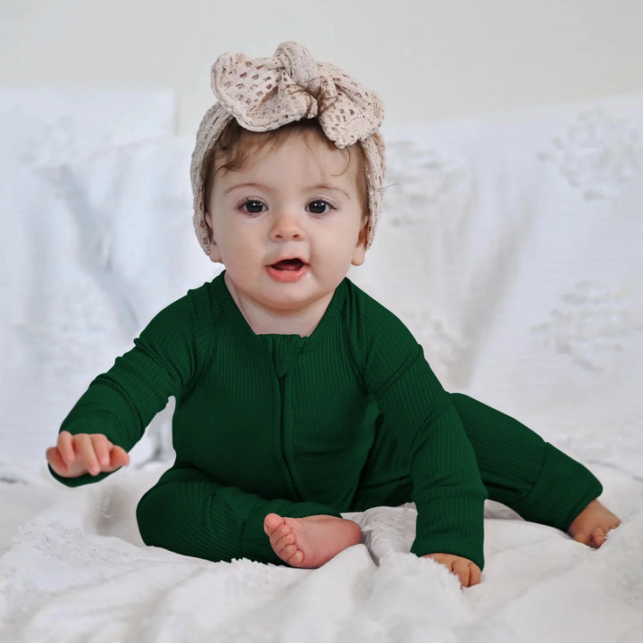 Forest Green Ribbed Convertible Zippy , Forest Green Ribbed Convertible Zippy - 0-3M