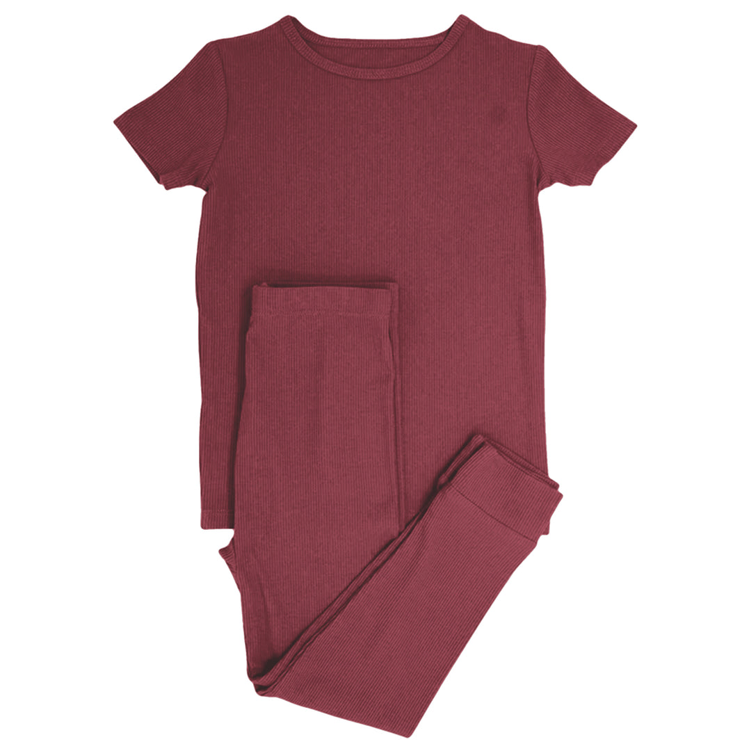 Cherrywood Ribbed Two Piece Short Sleeve Pajama Set