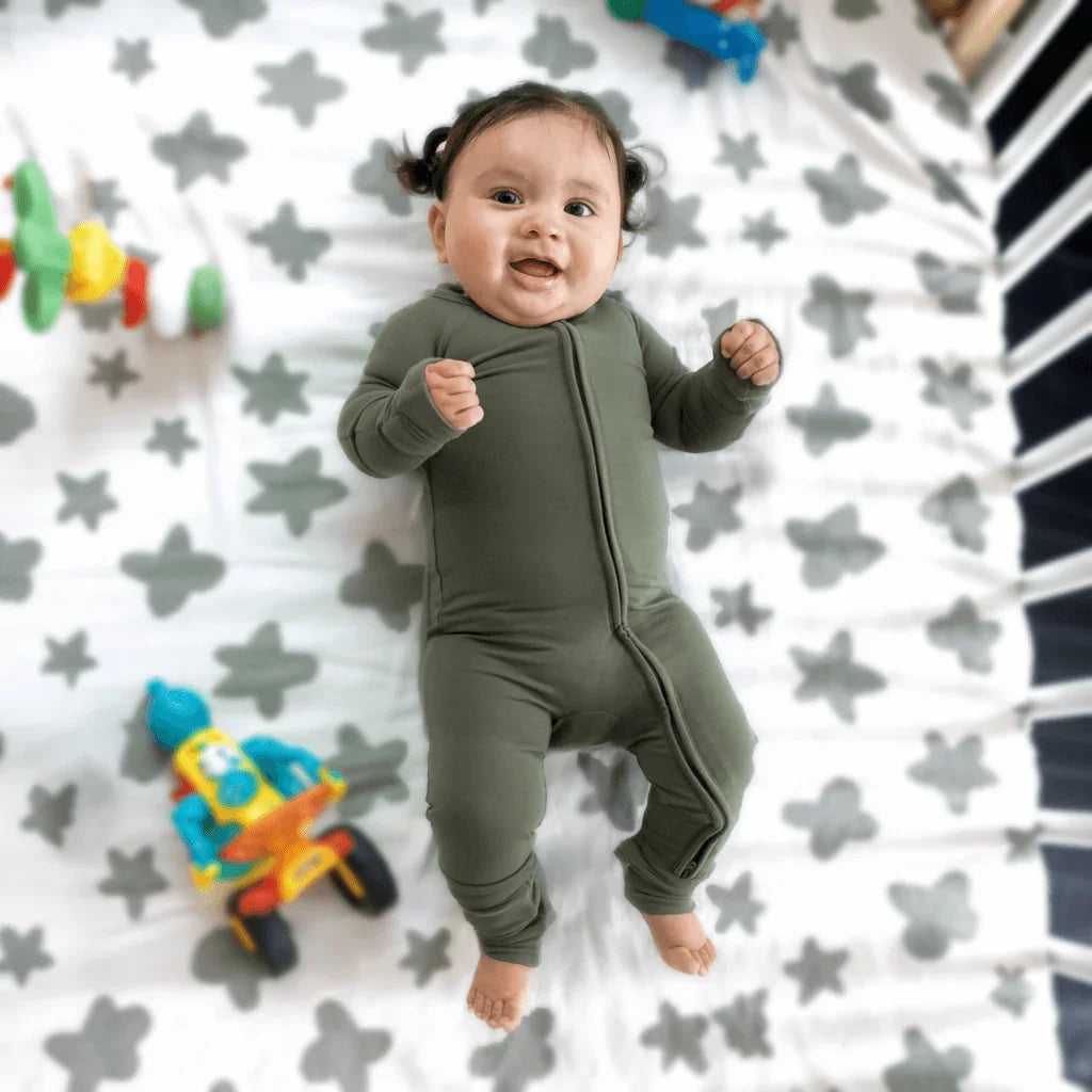 Cozy Convertible Zippered Romper , Cozy Convertible Zippered Romper - Olive / Newborn