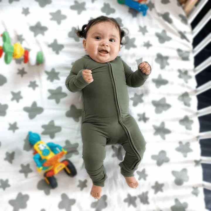 Cozy Convertible Zippered Romper , Cozy Convertible Zippered Romper - Olive / Newborn