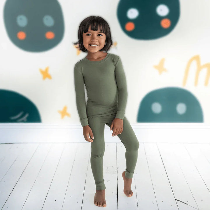 Cozy Two Piece Pajama Set , Cozy Two Piece Pajama Set - Olive / 12-18M
