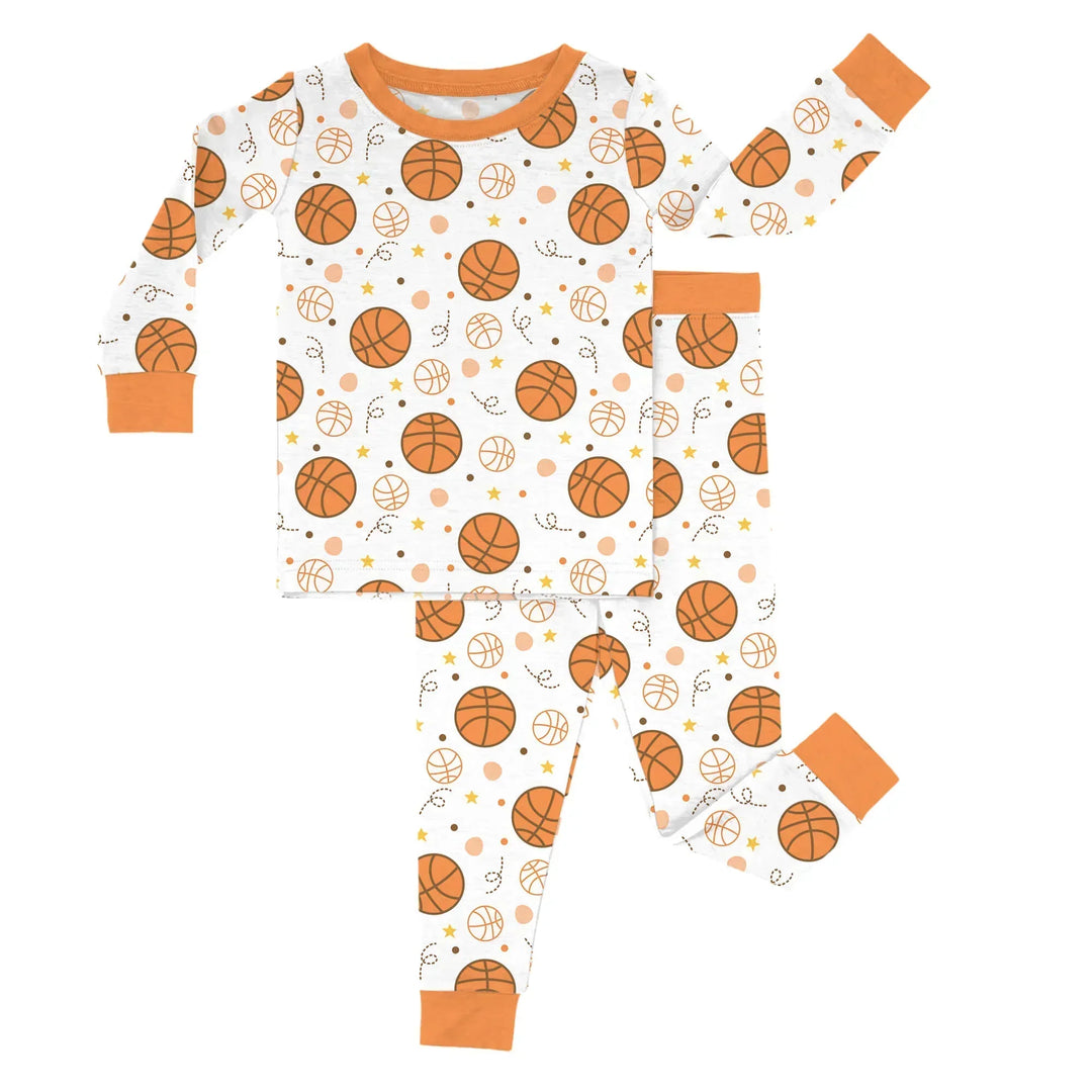 Best-Selling Printed Two Piece Pajama Sets , Best-Selling Printed Two Piece Pajama Sets - Orange Basketball / 12-18M