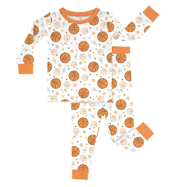 Best-Selling Printed Two Piece Pajama Sets , Best-Selling Printed Two Piece Pajama Sets - Orange Basketball / 12-18M