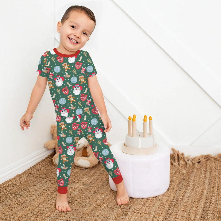 Lovely Western Christmas Boy Two Piece Short Sleeve Pajama Set , Lovely Western Christmas Boy Two Piece Short Sleeve Pajama Set - 12-18M