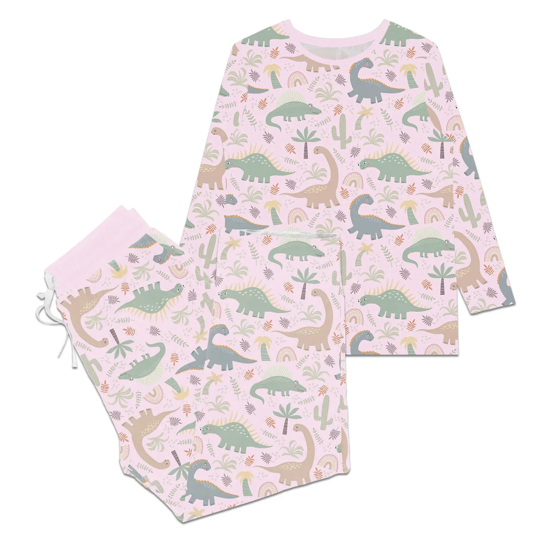 Pink Jurassic Jungle Women Pajama Set , Pink Jurassic Jungle Women Pajama Set - S