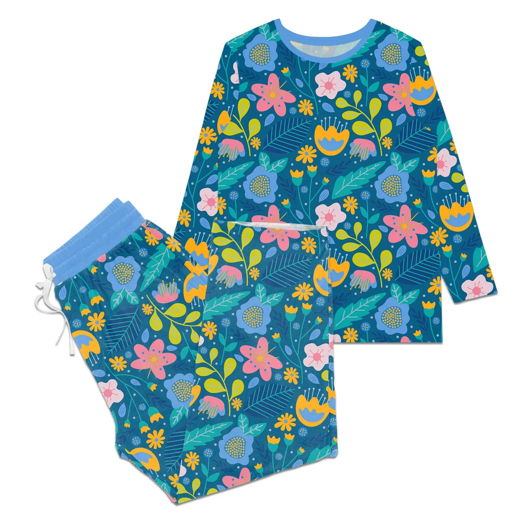 Folk Floral Women Pajama Set , Folk Floral Women Pajama Set - S