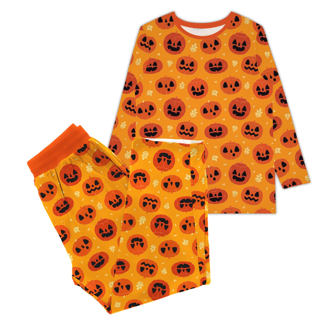 Orange Halloween Pumpkin Women Pajama Set