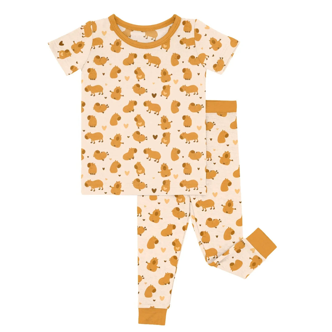 Capybaras Two Piece Short Sleeve Pajama Set , Capybaras Two Piece Short Sleeve Pajama Set - 12-18M