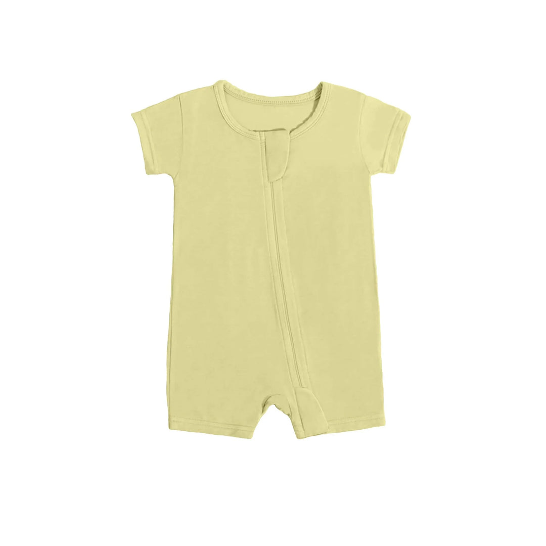 Shorty Zippered Romper in Pale Goldenrod