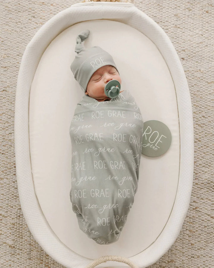 Personalized Baby Name Swaddle Blanket Block & Script , Personalized Baby Name Swaddle Blanket Block & Script - Script / Blush