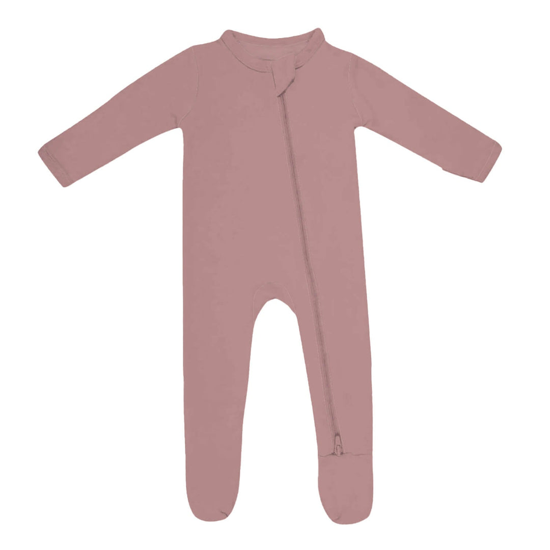Zippered Footie Romper In Rosy Brown