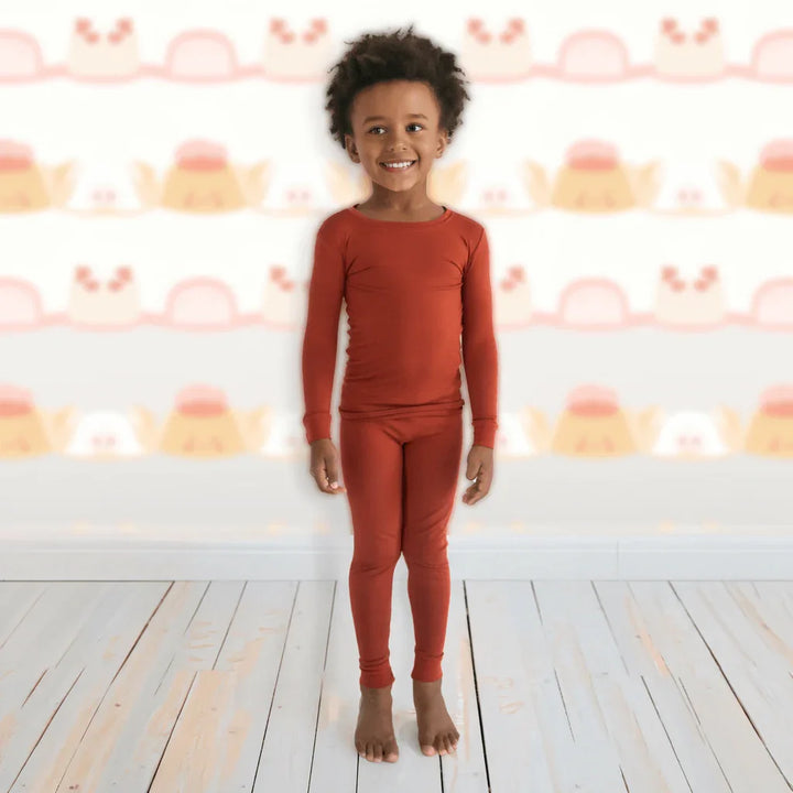 Cozy Two Piece Pajama Set , Cozy Two Piece Pajama Set - Rust / 12-18M
