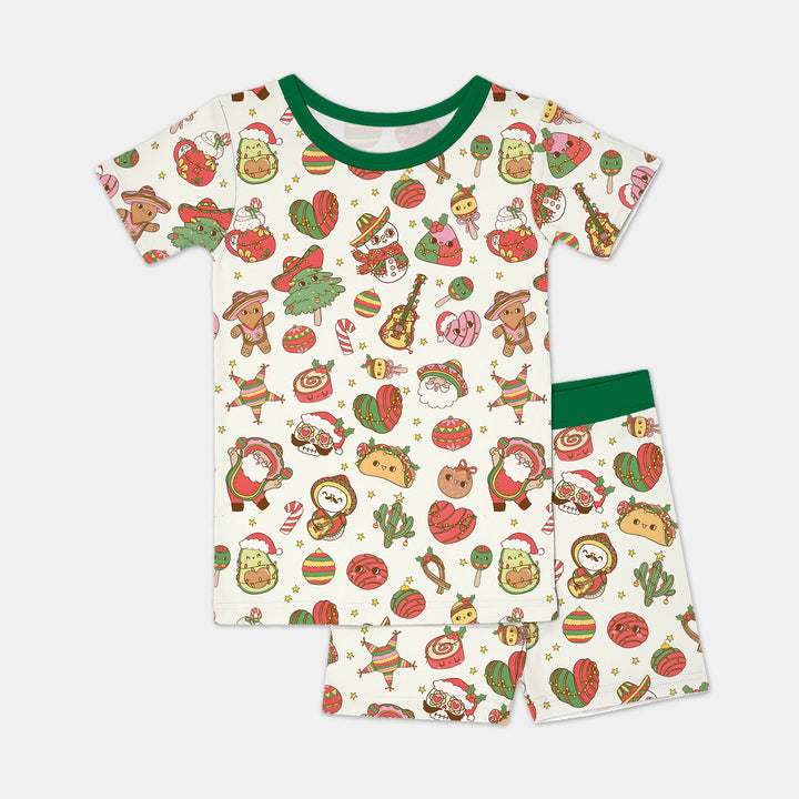 La Fiesta de Navidad Two Piece Short Sleeve Shorts Pajama Set