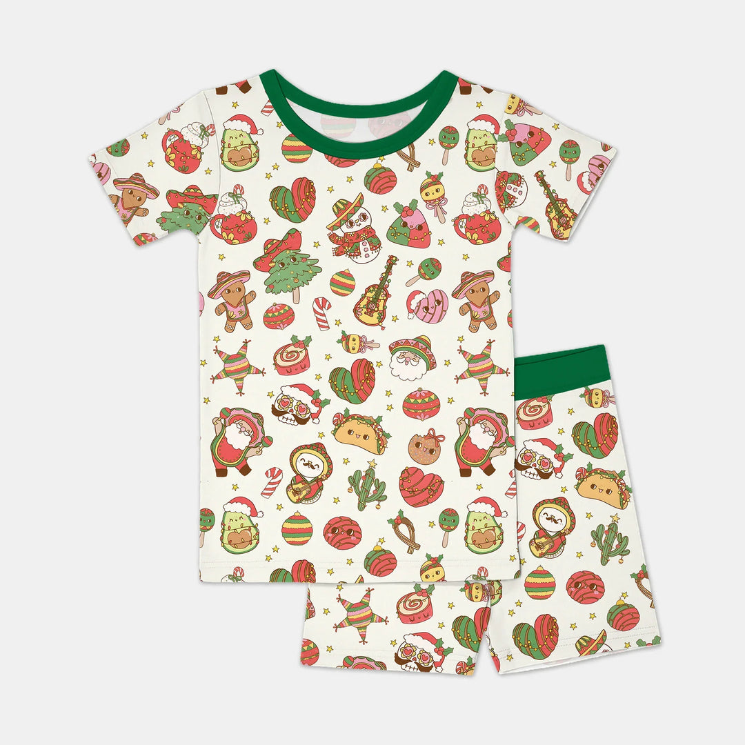 La Fiesta de Navidad Two Piece Short Sleeve Shorts Pajama Set