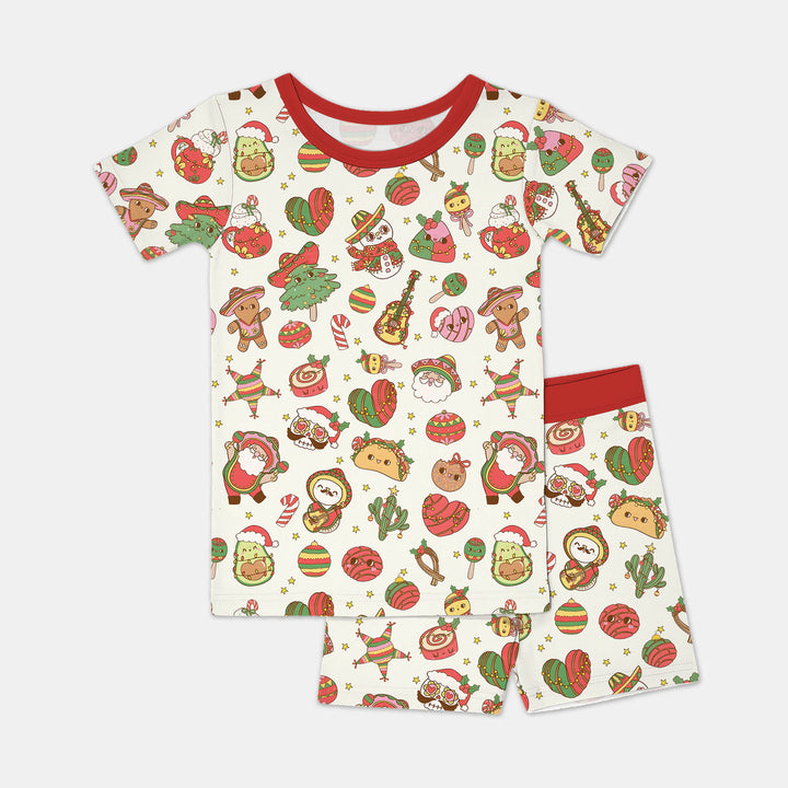 La Fiesta de Navidad Two Piece Short Sleeve Shorts Pajama Set