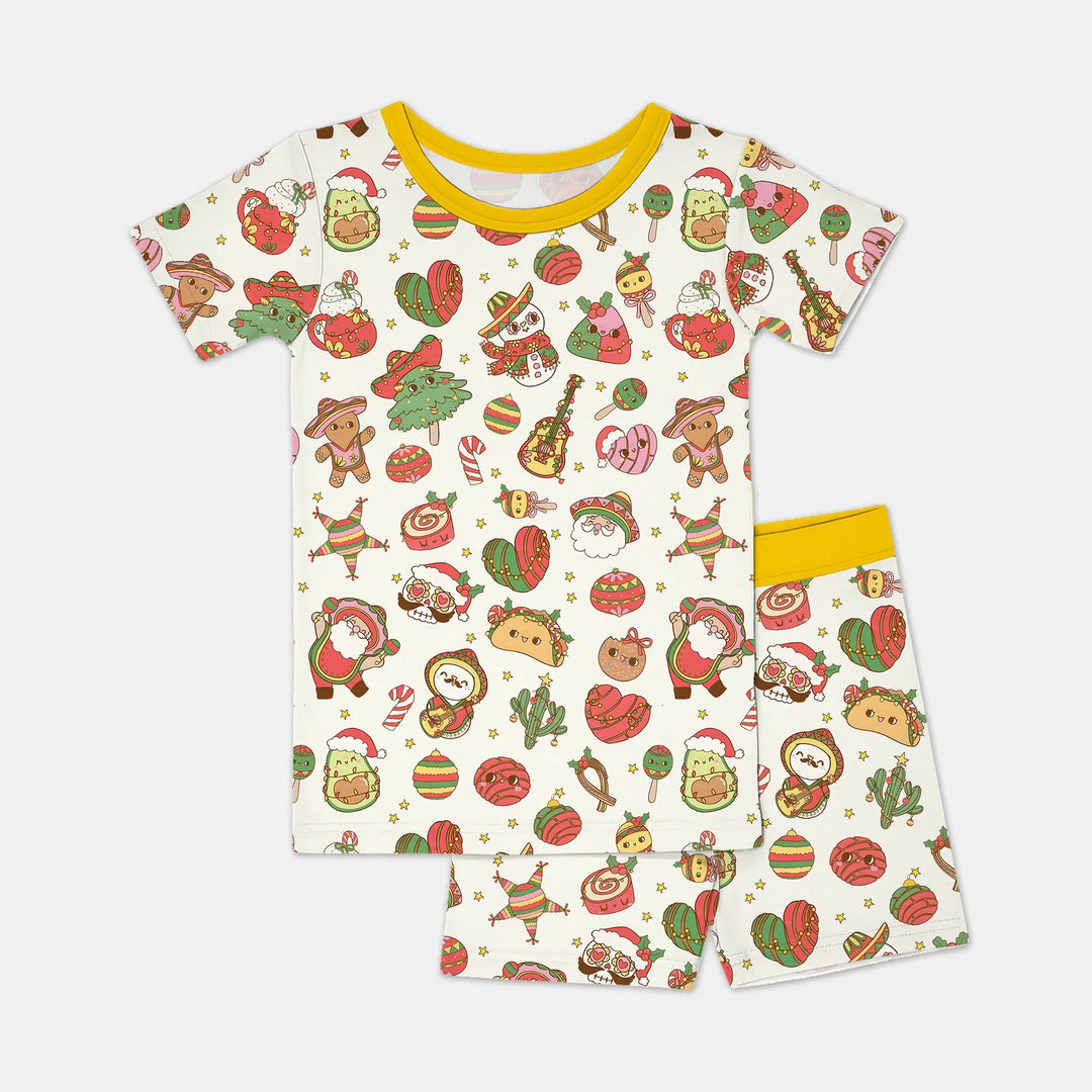 La Fiesta de Navidad Two Piece Short Sleeve Shorts Pajama Set