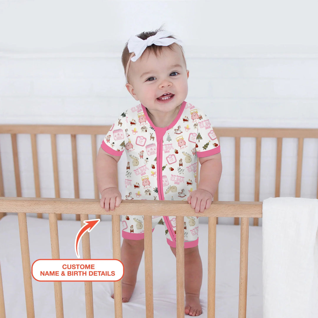 Personalized Baby's First Christmas Shorty Zippy , Personalized Baby's First Christmas Shorty Zippy - 0-3M