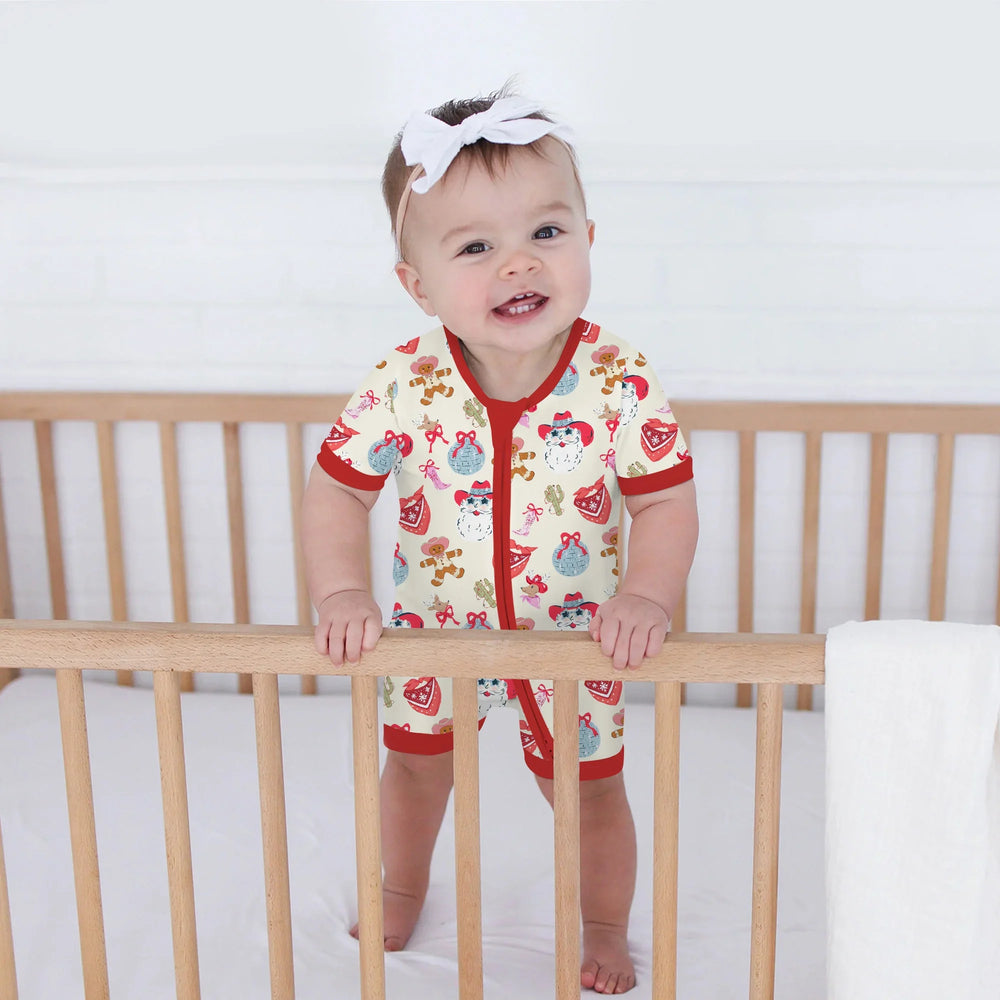Lovely Western Christmas Girl Shorty Zippy , Lovely Western Christmas Girl Shorty Zippy - 0-3M