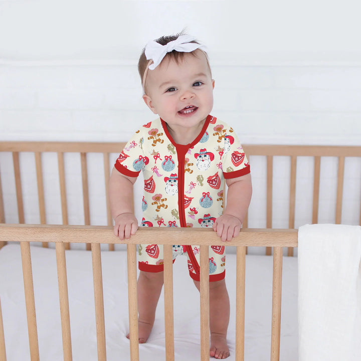 Lovely Western Christmas Girl Shorty Zippy , Lovely Western Christmas Girl Shorty Zippy - 0-3M