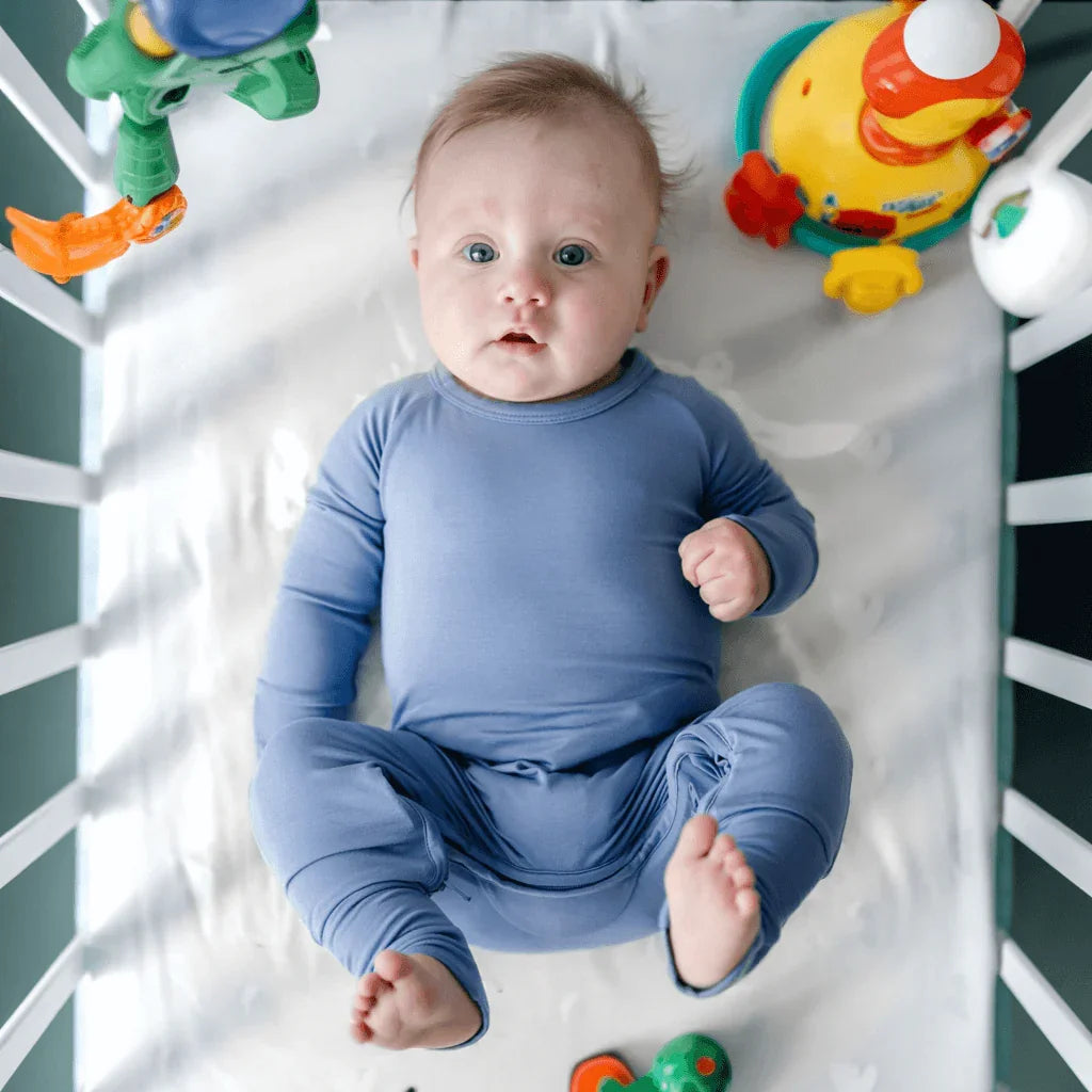 Crescent Zippered Romper , Crescent Zippered Romper - Slate Blue / Newborn