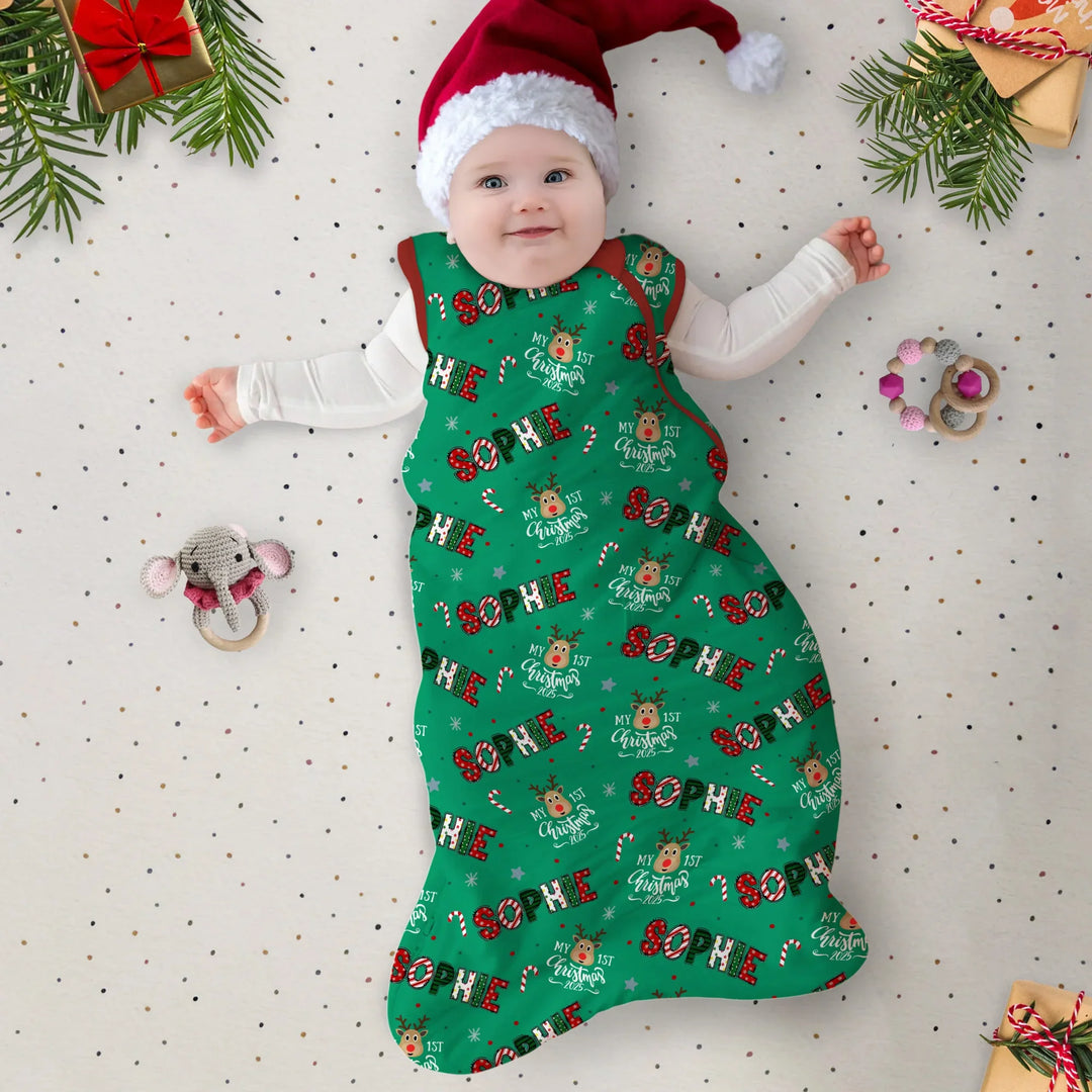 Custom Name "My First Christmas 2025" Sleep Bag , Custom Name "My First Christmas 2025" Sleep Bag - XS / 0.5 TOG