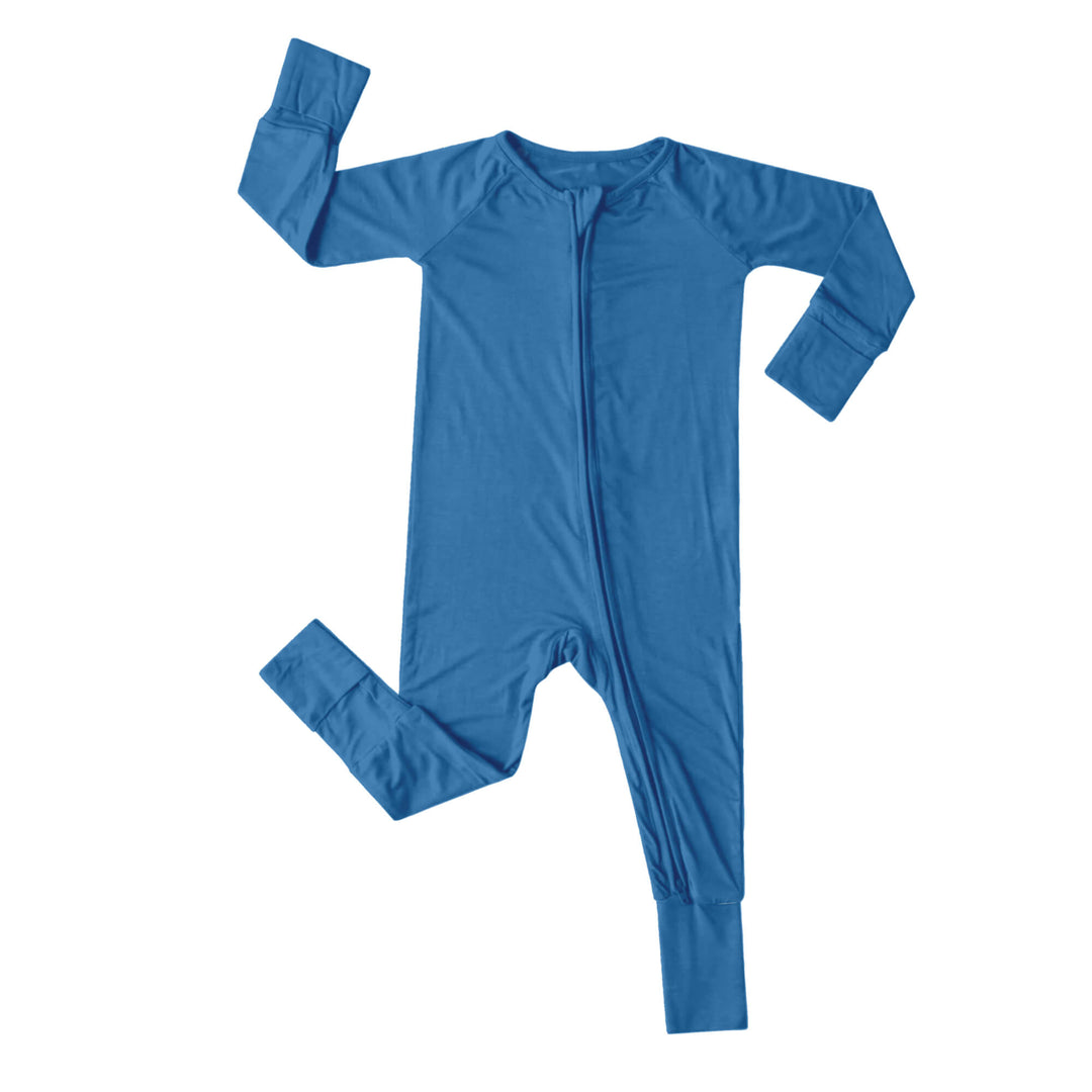 Convertible Zippered Romper in Steel Blue