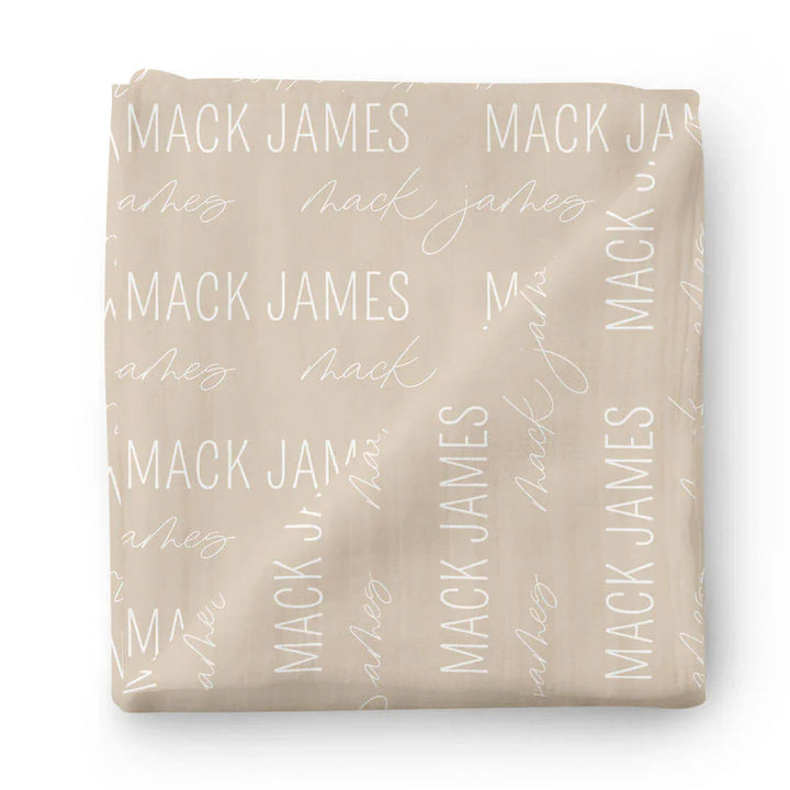 Personalized Baby Name Swaddle Blanket Block & Script , Personalized Baby Name Swaddle Blanket Block & Script - Script / Stone