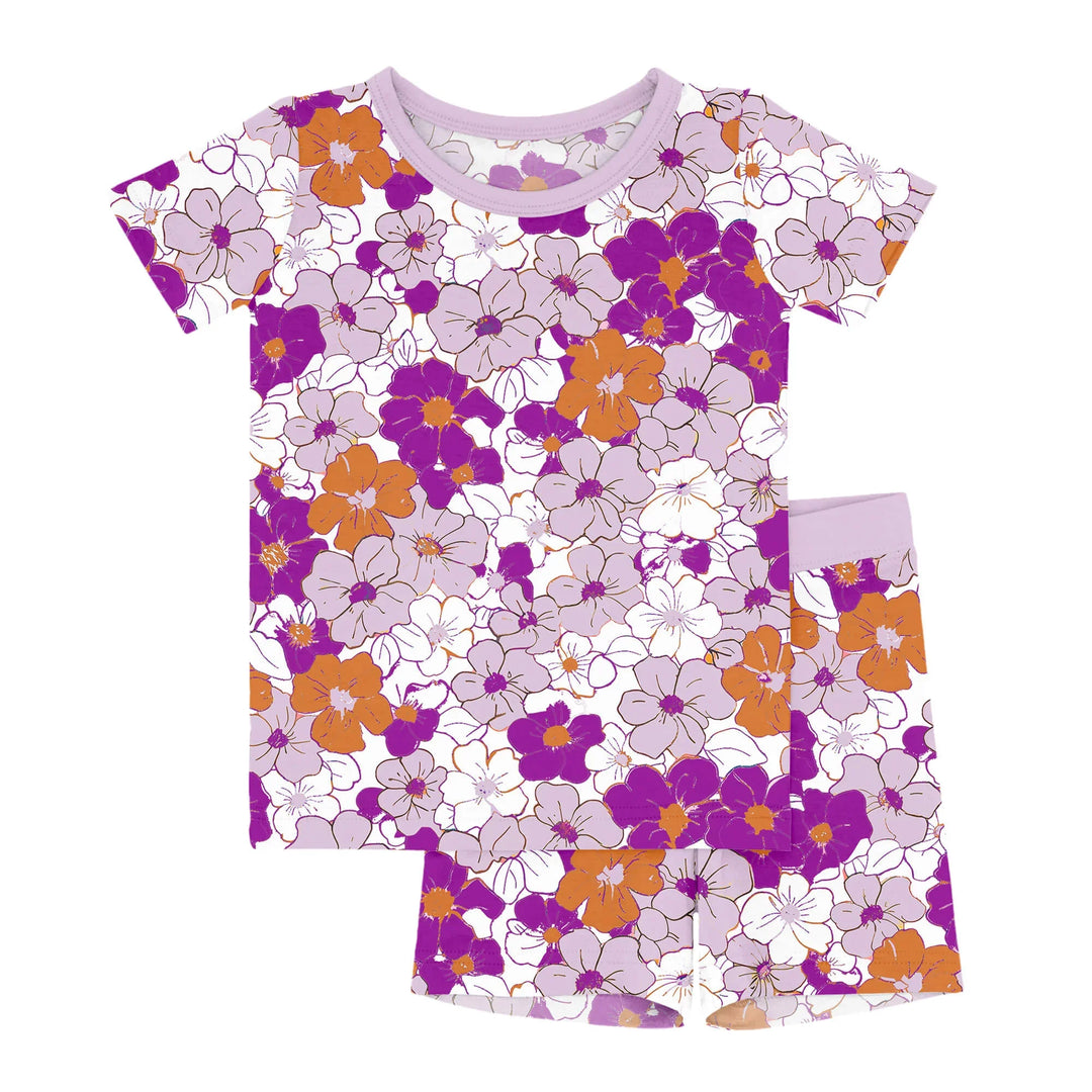 Tropical Floral Two Piece Short Sleeve Shorts Pajama Set
